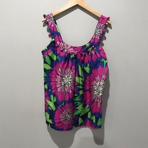 Lilly Pulitzer Silk Franklin Fields Pom Pom Tank